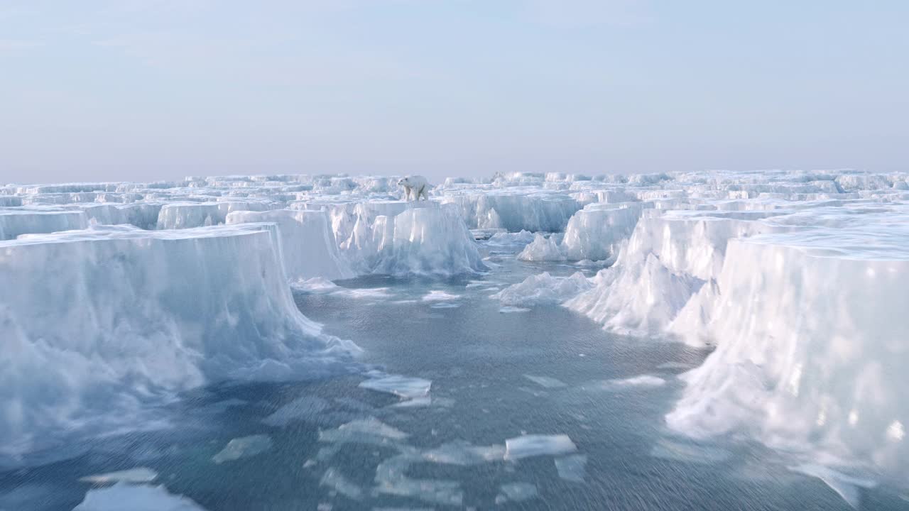 从无人机的角度来看，北极冰川正在融化视频下载