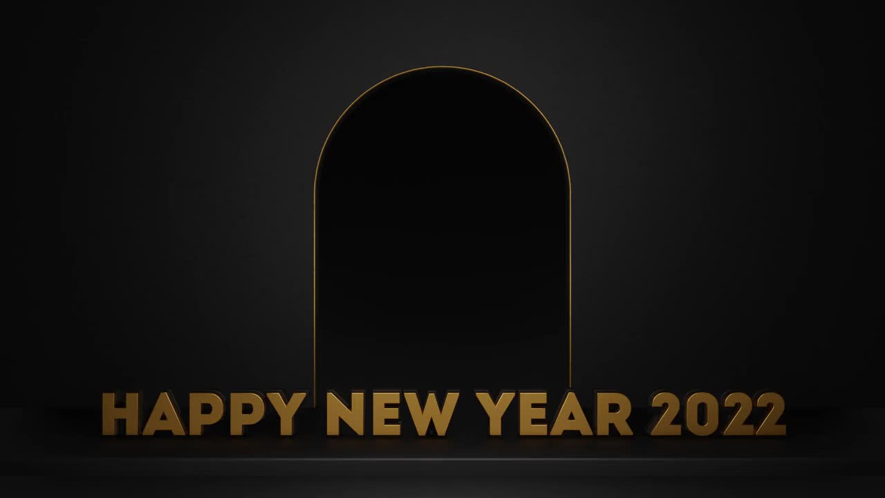 新年快乐2022文本3d动画。闪亮的金色梯度数字2022在闪闪发光的烟花。新年的背景。4 k分辨率视频视频下载