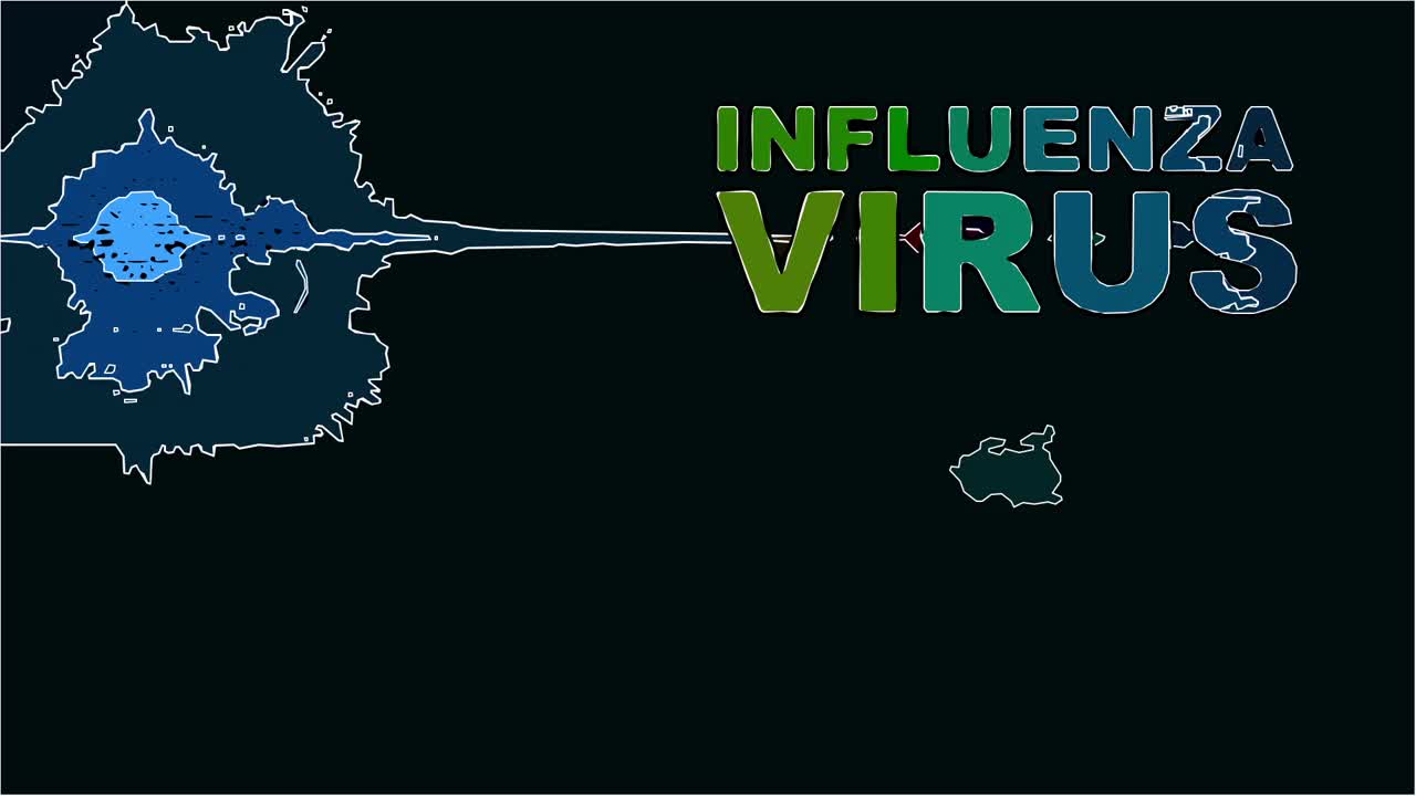 漫画风格的2d动画-流感病毒细胞的插图视频下载