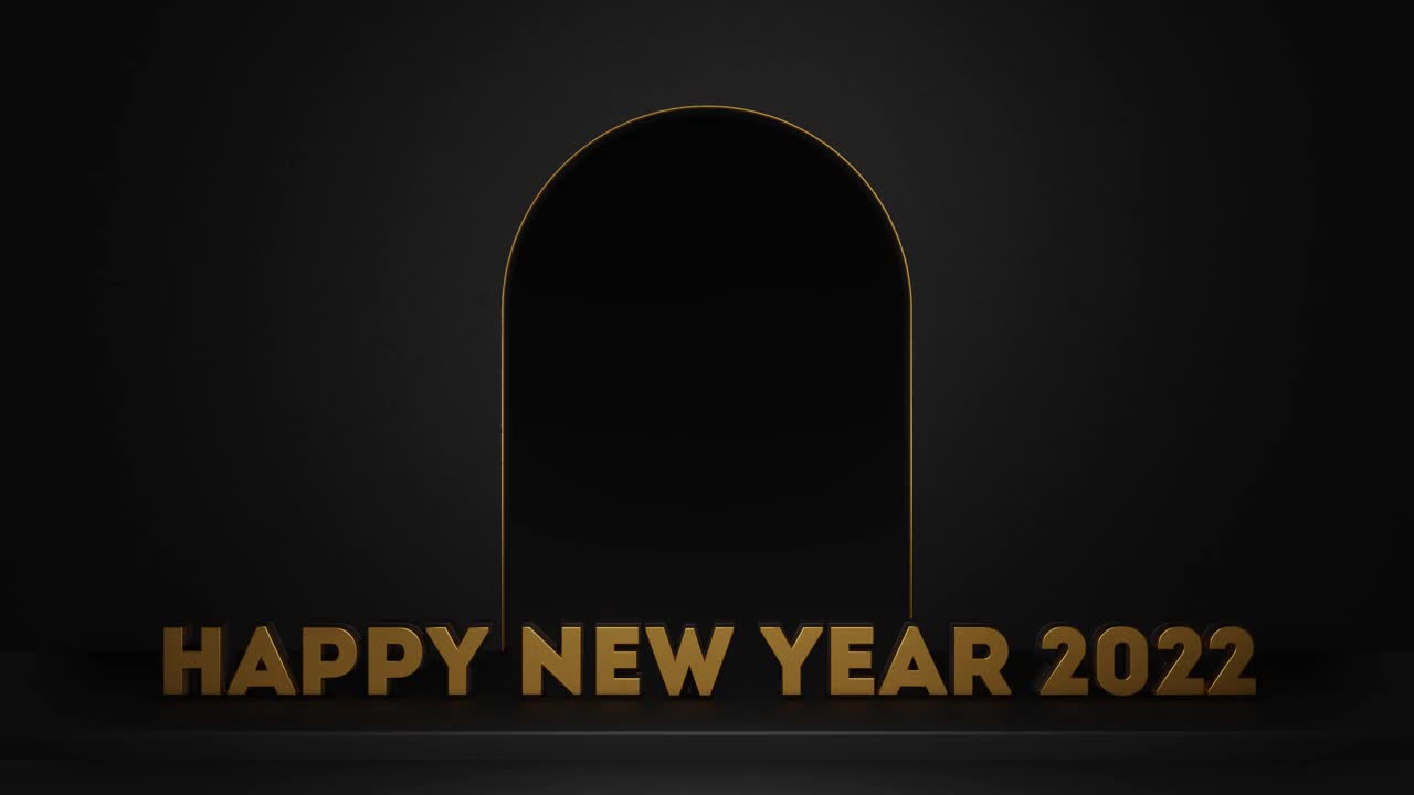 新年快乐2022文本3d动画与闪闪发光的烟花。新年的背景。4k分辨率的视频。3 d演示呈现视频下载