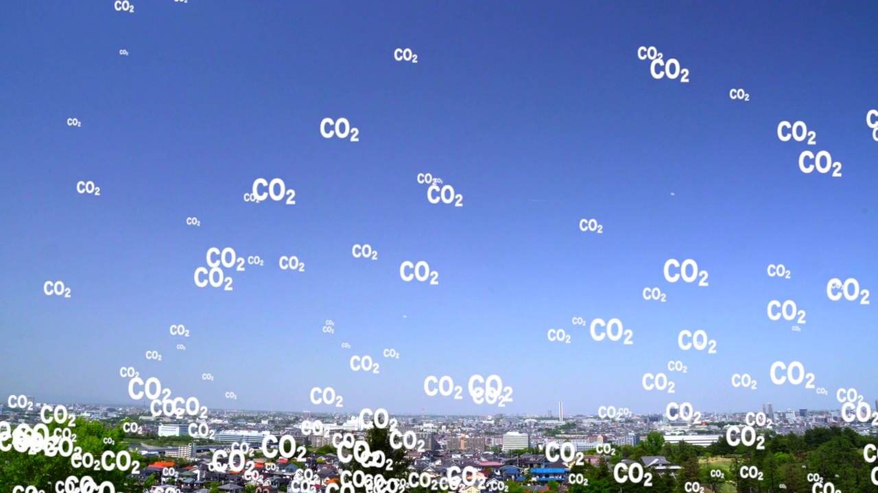 二氧化碳二氧化碳排放全球空气气候污染概念。住宅小区景观视频素材