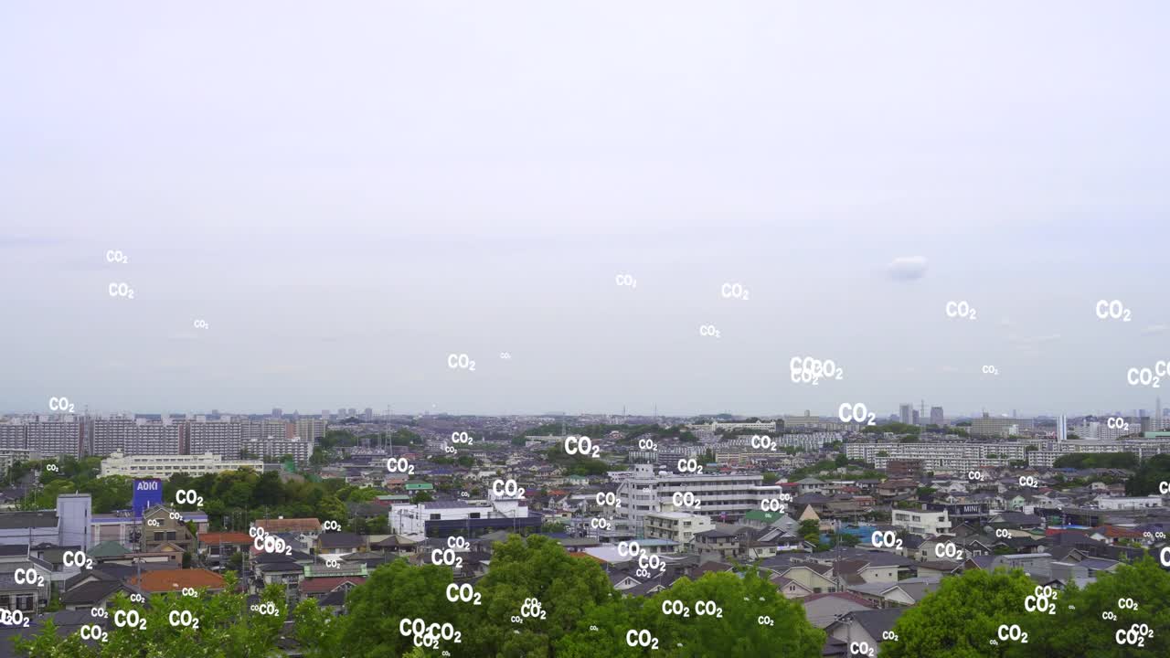 二氧化碳二氧化碳排放全球空气气候污染概念。住宅区景观视频素材