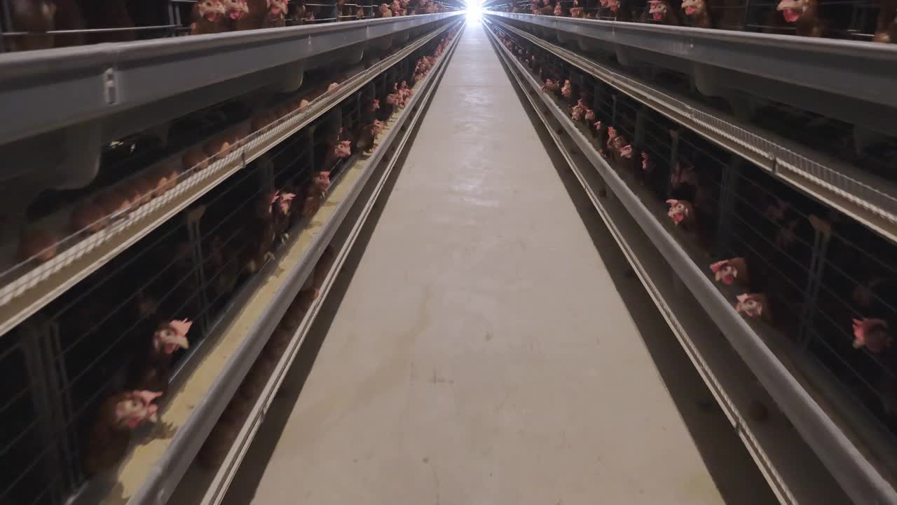 在养鸡场里下蛋的母鸡视频素材