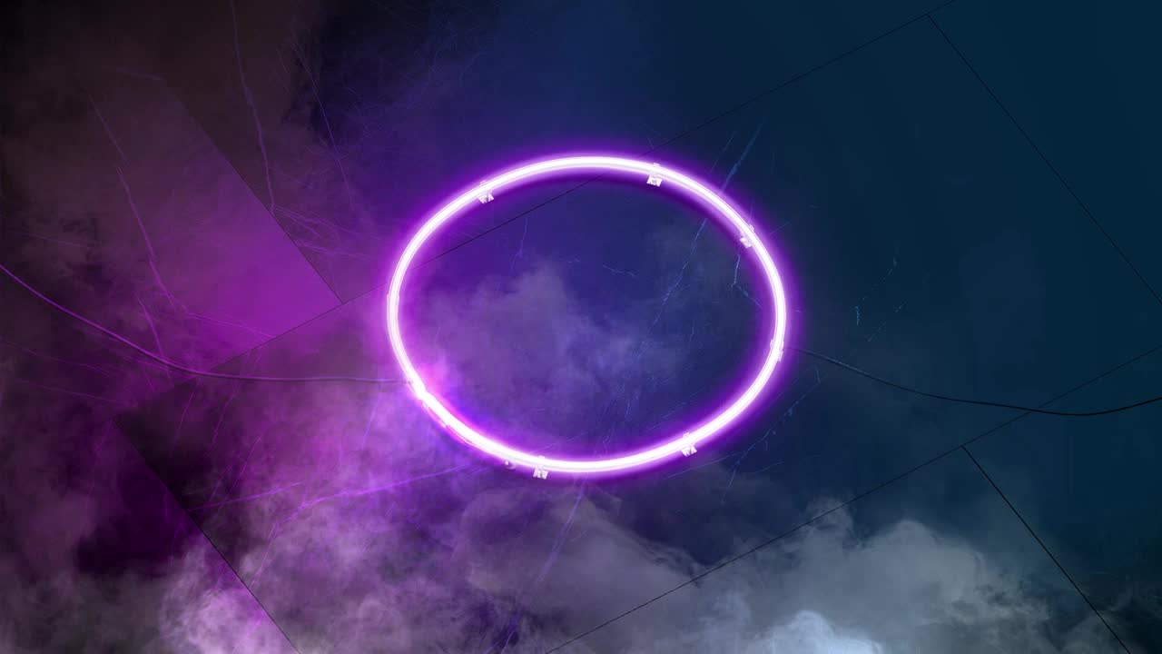 大理石墙上的霓虹紫圈标志，环形开关视频素材