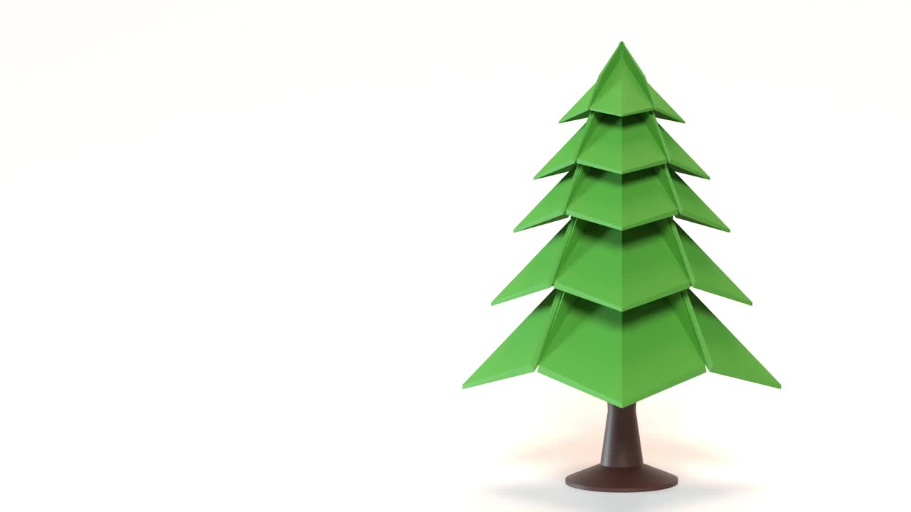 绿色纸张白色背景制作的圣诞树新年贺卡，分辨率为4K视频素材