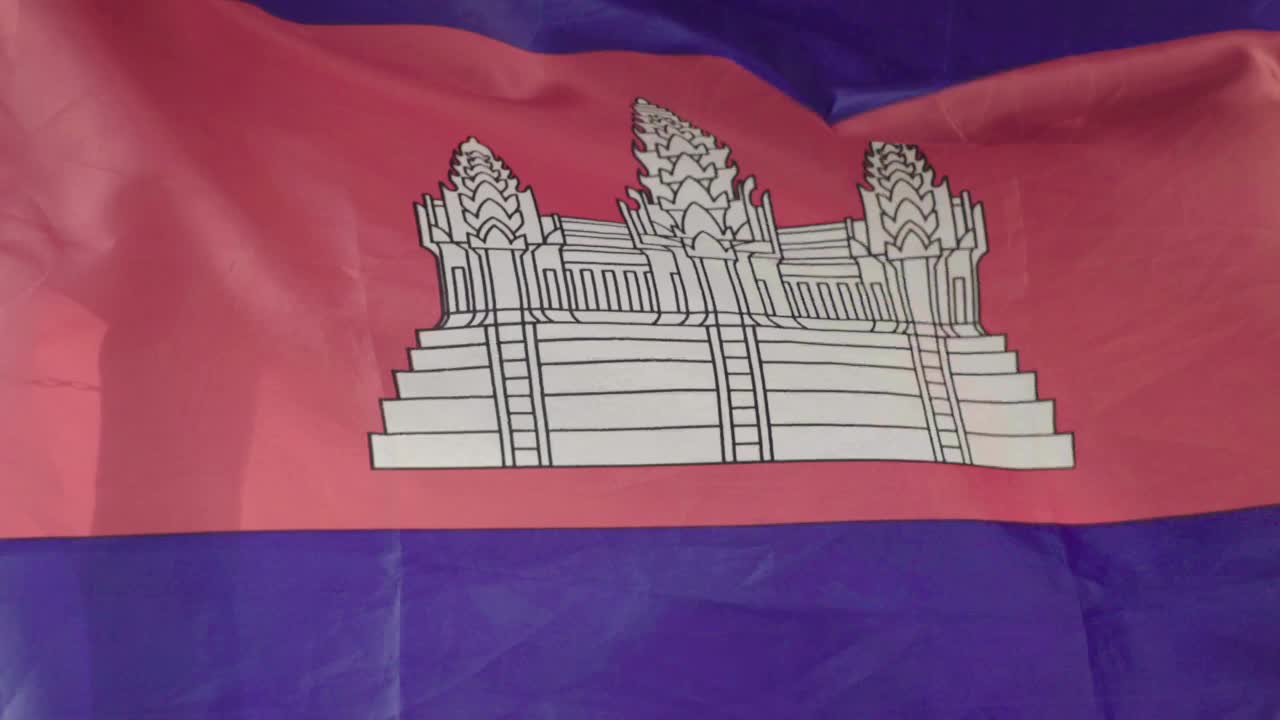 柬埔寨国旗的特写镜头视频下载
