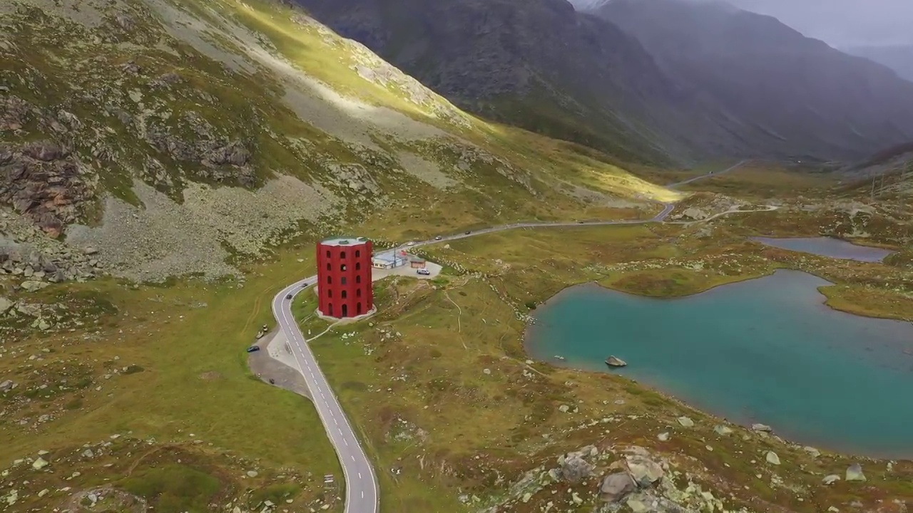 无人机拍摄的瑞士阿尔卑斯山著名的朱利安山口视频素材