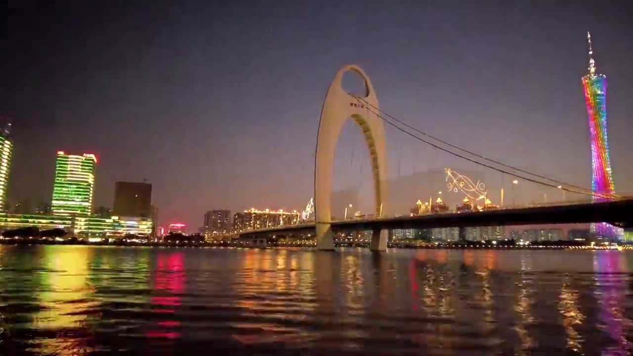 广州烈德大桥夜景视频下载