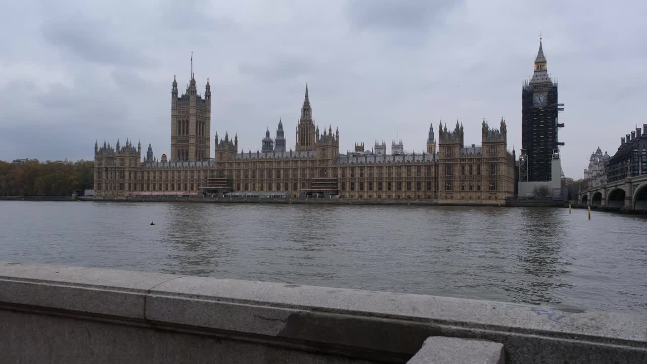 泰晤士河南岸的伦敦议会大厦视频素材