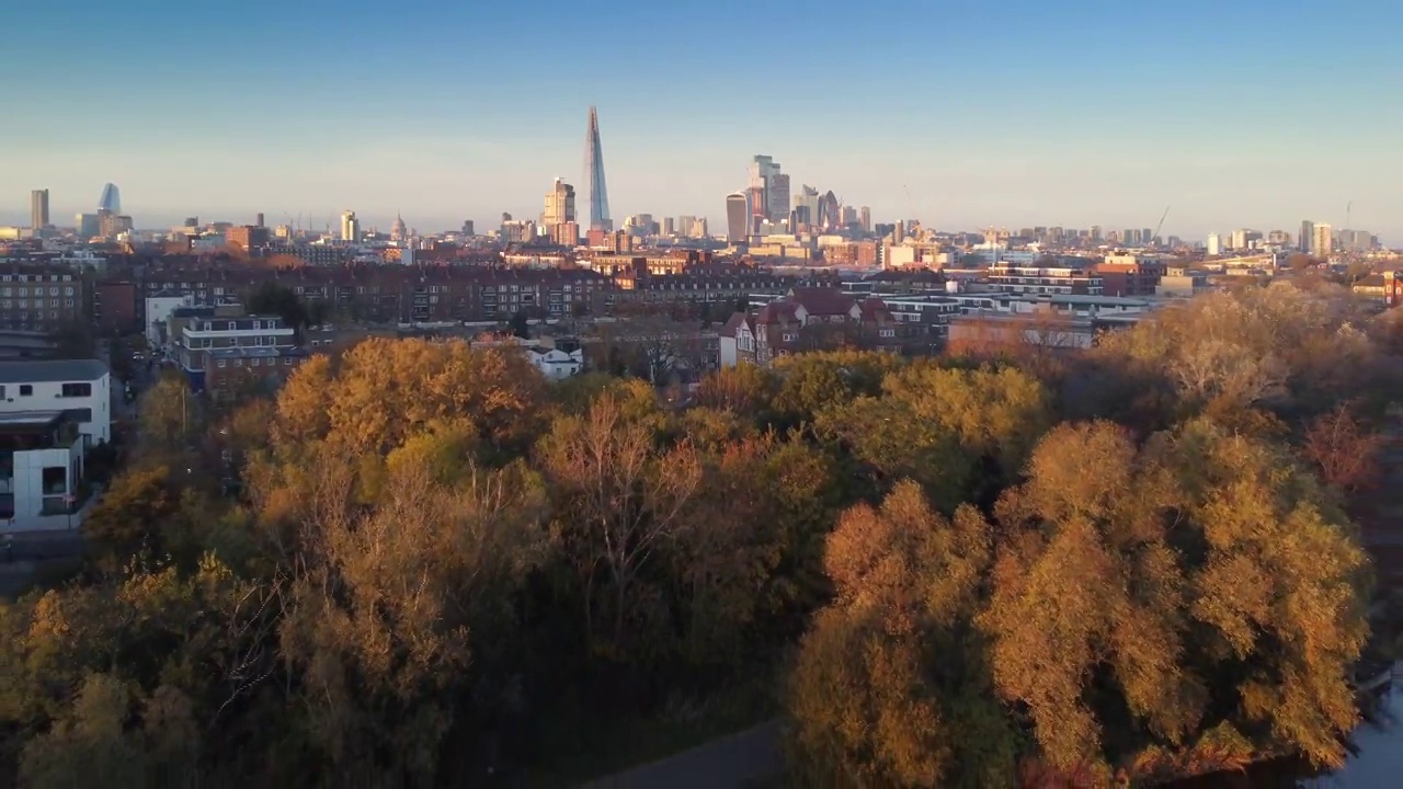 从高角度看伦敦的伯吉斯公园(多莉)视频下载