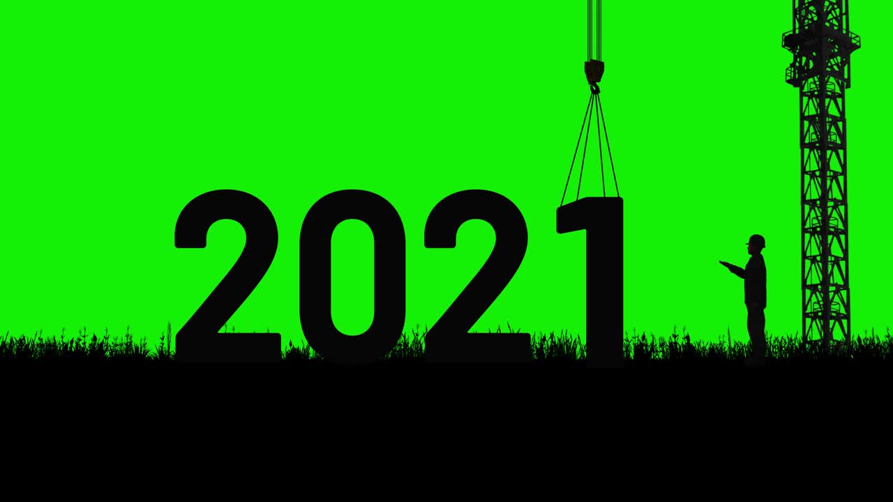 2022年新年祝福设计。2022年庆典与建筑和工人的概念，美丽的背景视频素材