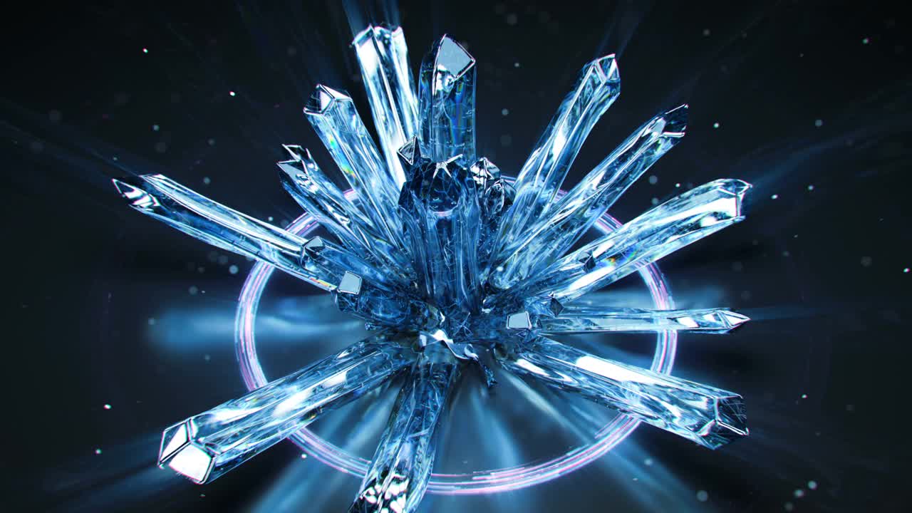 Druse原始蓝色晶体3D渲染VJ循环动画视频下载