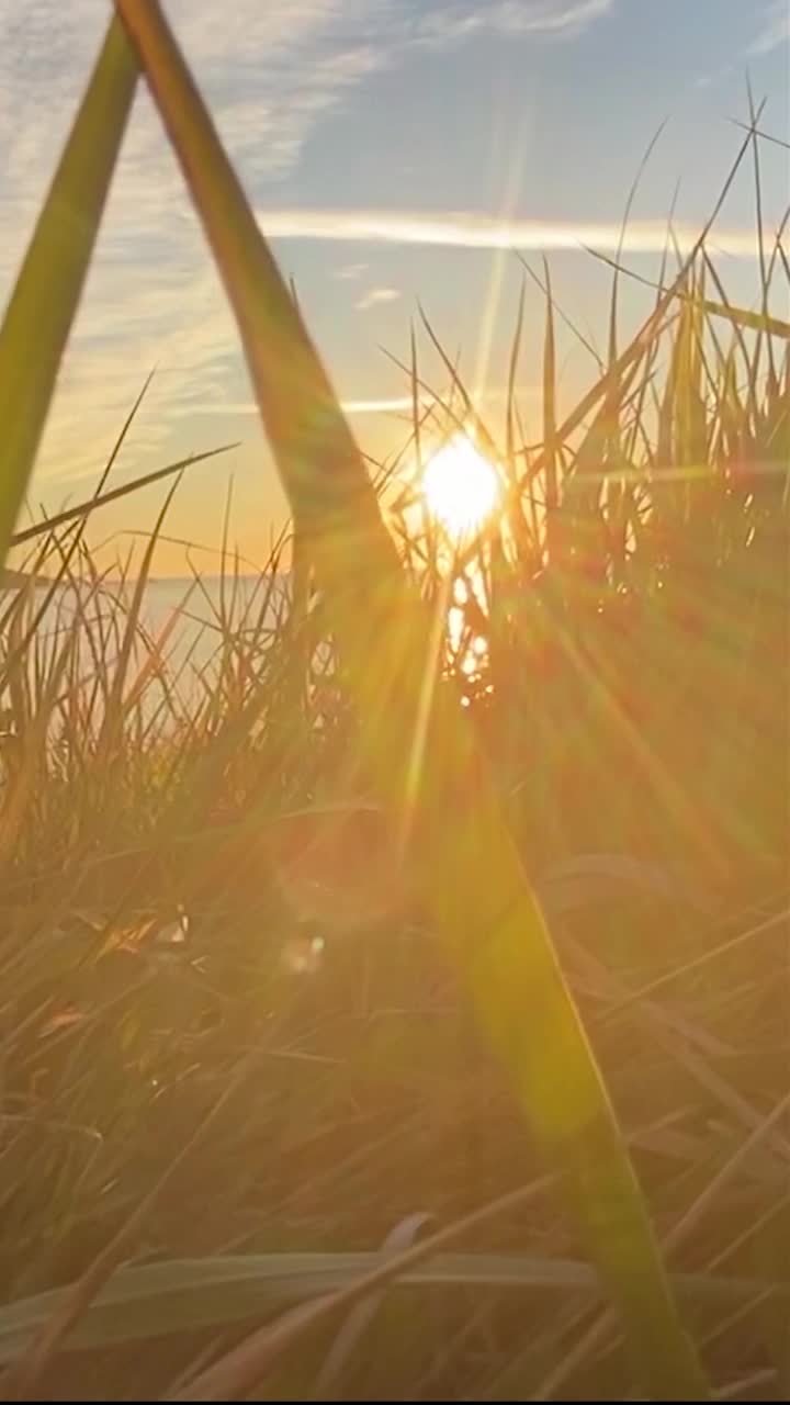 美丽的日落和加利西亚海上的日落。视频下载