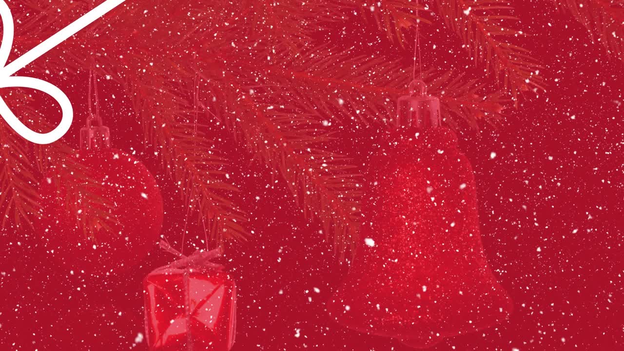 ho ho ho的动画文字在下雪和圣诞树在黑色的背景视频下载