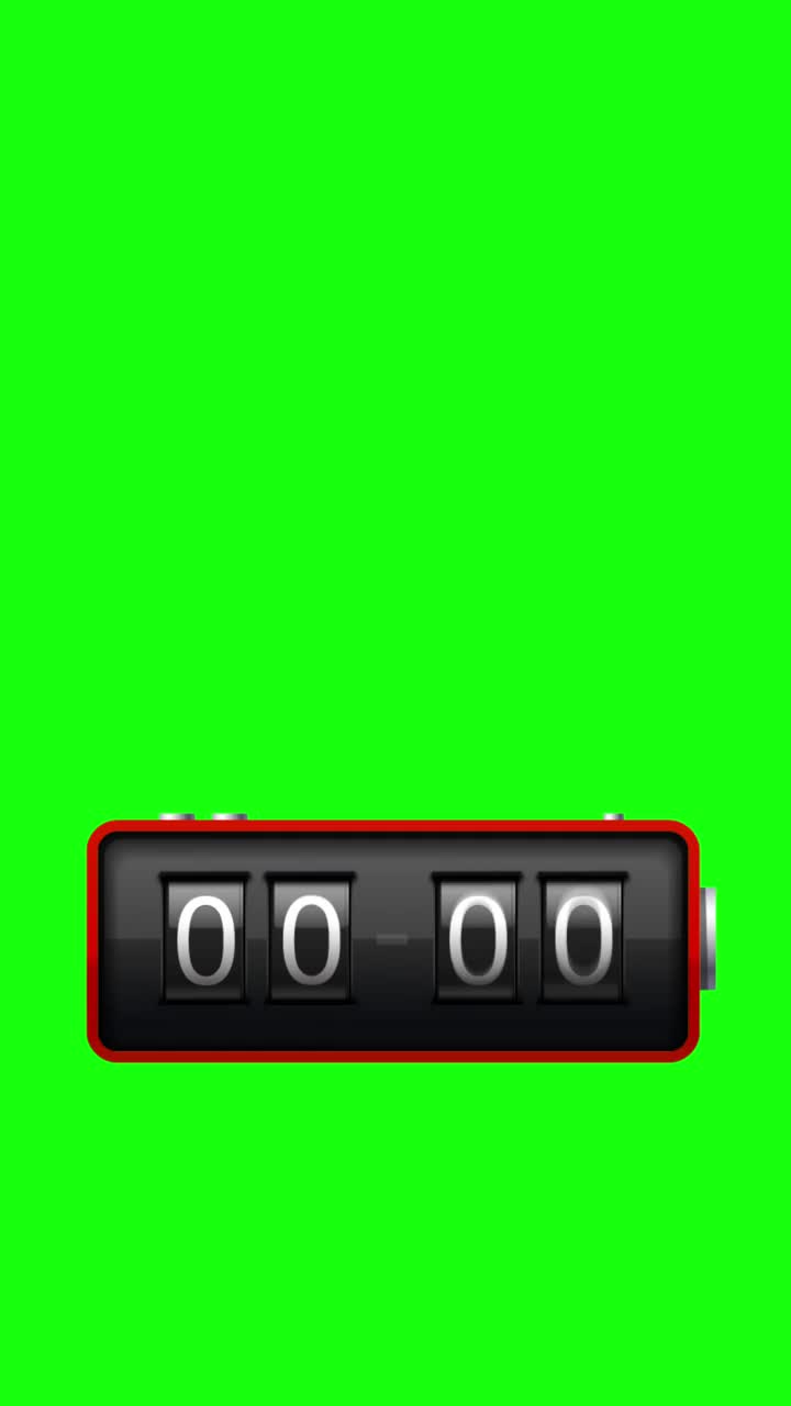 垂直复古齿轮时钟计时器动画在绿色屏幕背景股票视频-复古机械时钟和数字计数器视频-包括覆盖阿尔法和绿色屏幕背景色键控视频素材
