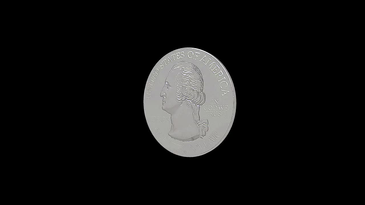 一枚描绘乔治·华盛顿的四分之一美元硬币。视频下载