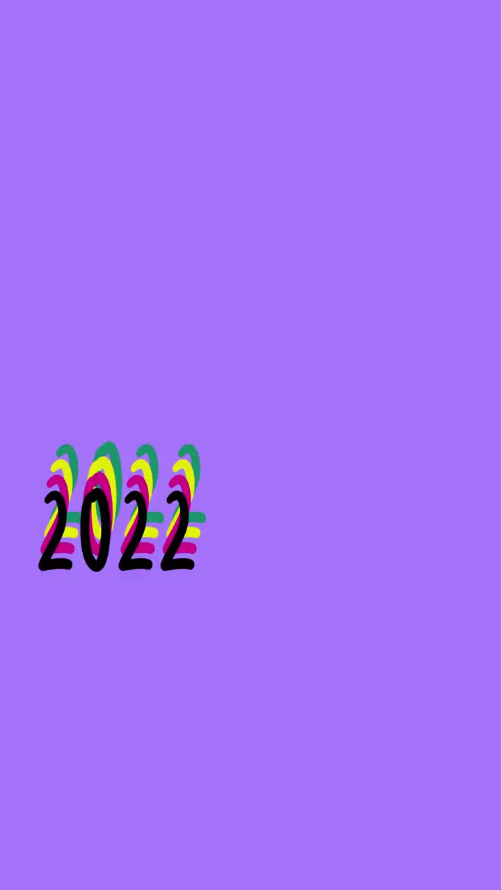 2022年新年快乐卡通，彩色，可循环乒乓球动画。庆祝与颜色概念，孤立的背景视频素材