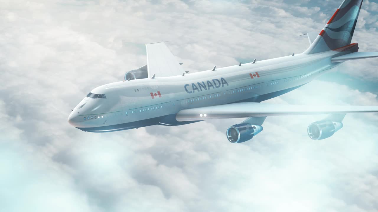 飞机飞往加拿大视频素材