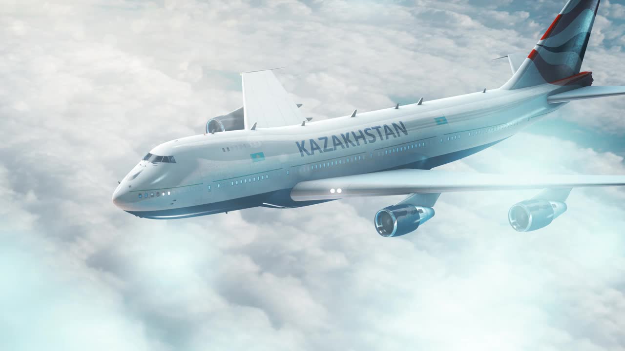 飞机飞往哈萨克斯坦视频素材
