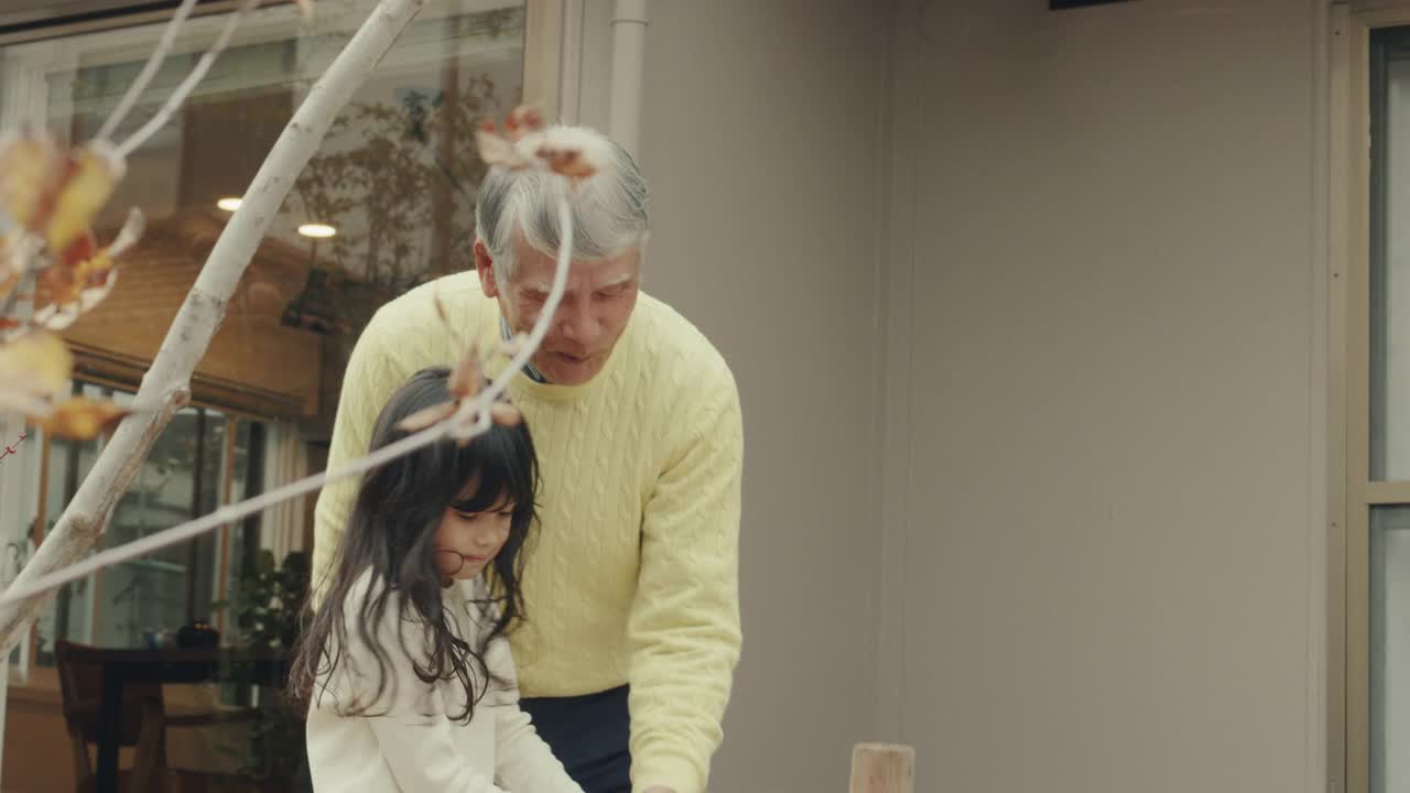 祖父教他的孙女如何制作传统的新年麻糬视频下载