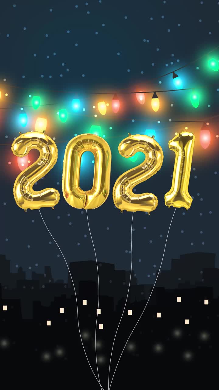 2022年新年快乐定格动画概念。城市夜晚的背景。视频素材