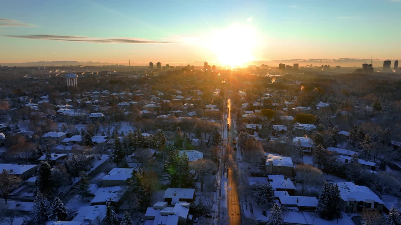 北约克冬季鸟瞰图，多伦多，安大略省，加拿大视频下载