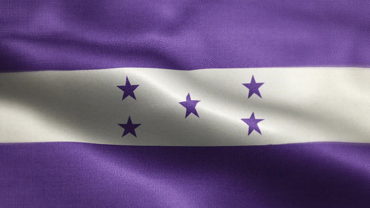 洪都拉斯国旗动画素材视频-洪都拉斯国旗挥舞在循环和纹理3d渲染的背景-高度详细的织物图案和可循环-洪都拉斯共和国国旗视频下载