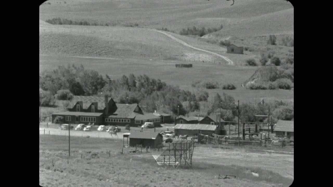 在美国，马被赶进牧场围栏;1962视频下载