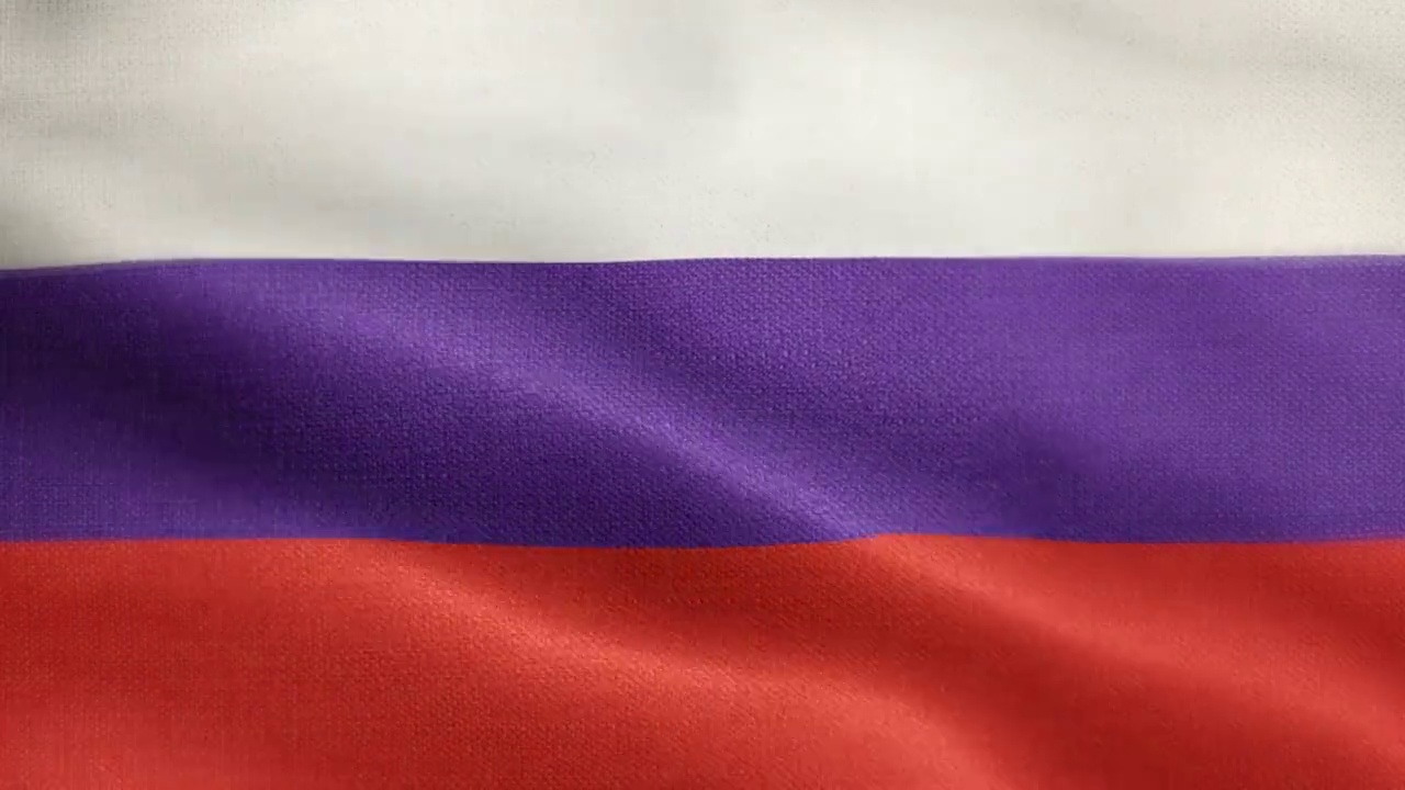 俄罗斯国旗动画股票视频-俄罗斯国旗挥舞在循环和纹理3d渲染的背景-高度详细的织物图案和循环-俄罗斯联邦国旗视频素材