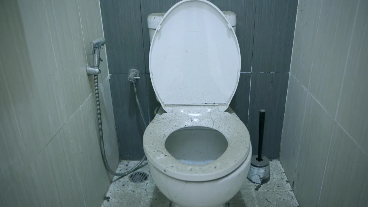 废弃房子浴室里的脏厕所视频下载