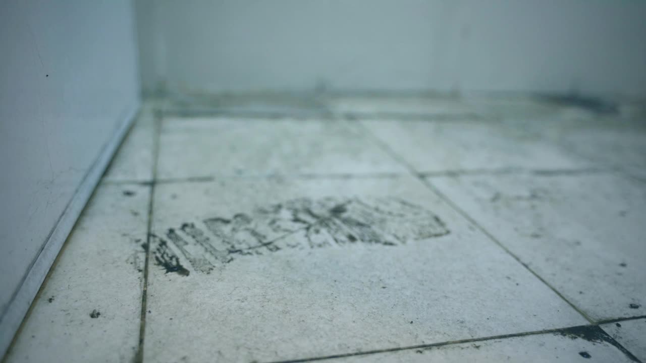 靠近灰尘地板上的肮脏脚印视频下载