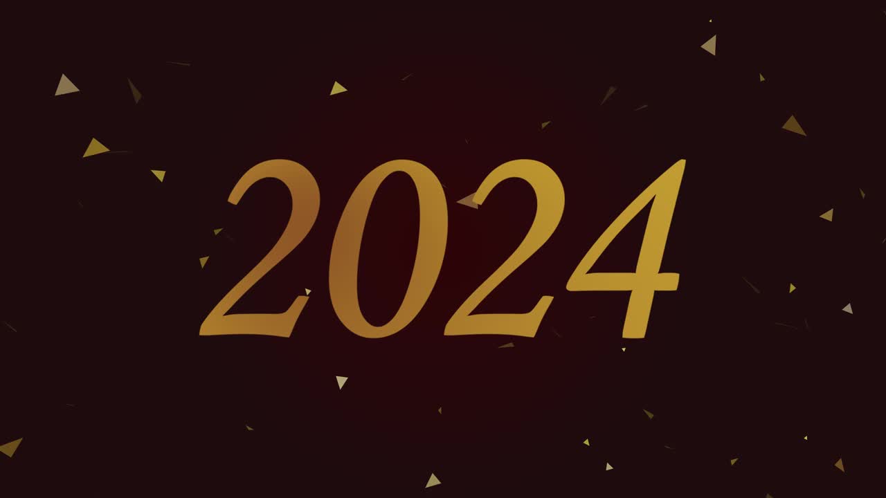 2024年新年快乐，五彩纸屑和年号，圣诞快乐视频下载