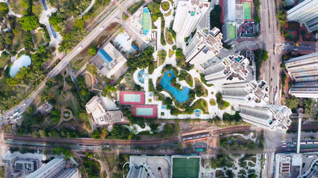 无人机拍摄的鸟瞰图，天水围村，香港视频素材
