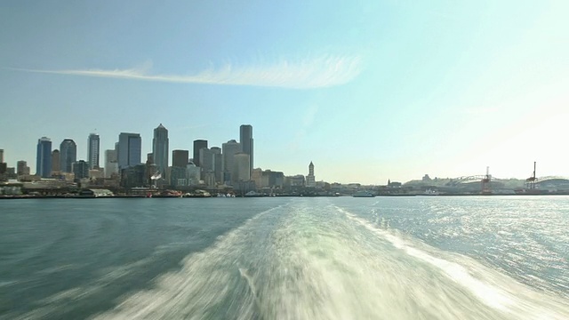 西雅图渡轮乘坐后视图时间流逝视频素材