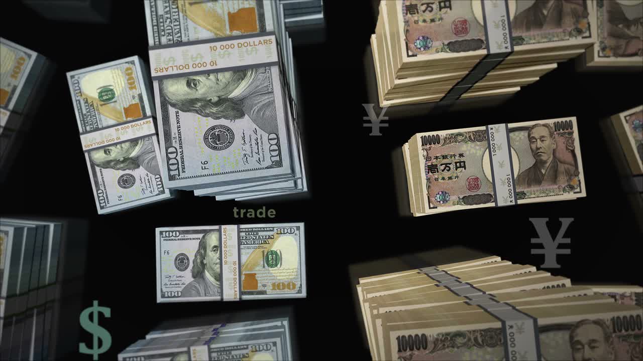 美元和日元兑换循环动画视频素材