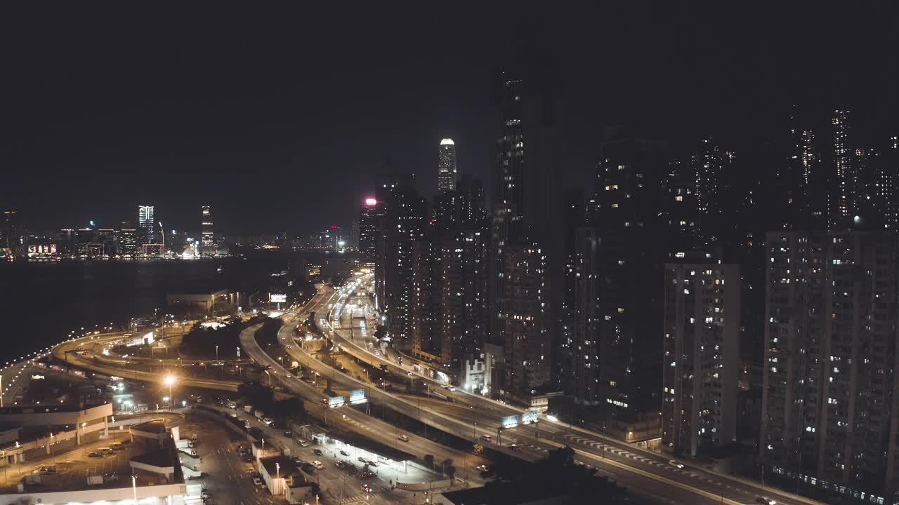无人机拍摄的香港城市夜景视频素材