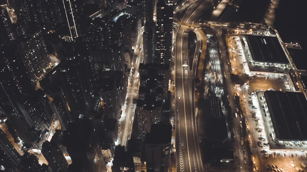 无人机拍摄的香港城市夜景视频素材