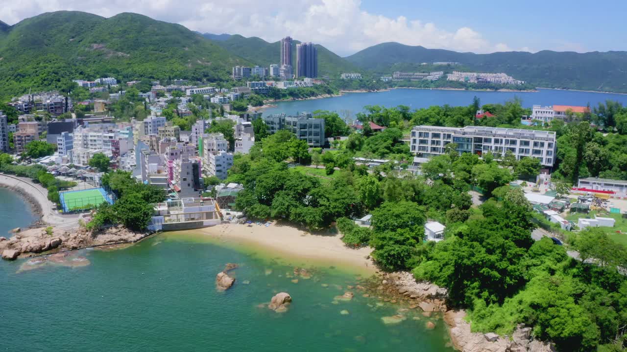 无人机拍摄的香港著名海滨城市赤柱视频素材