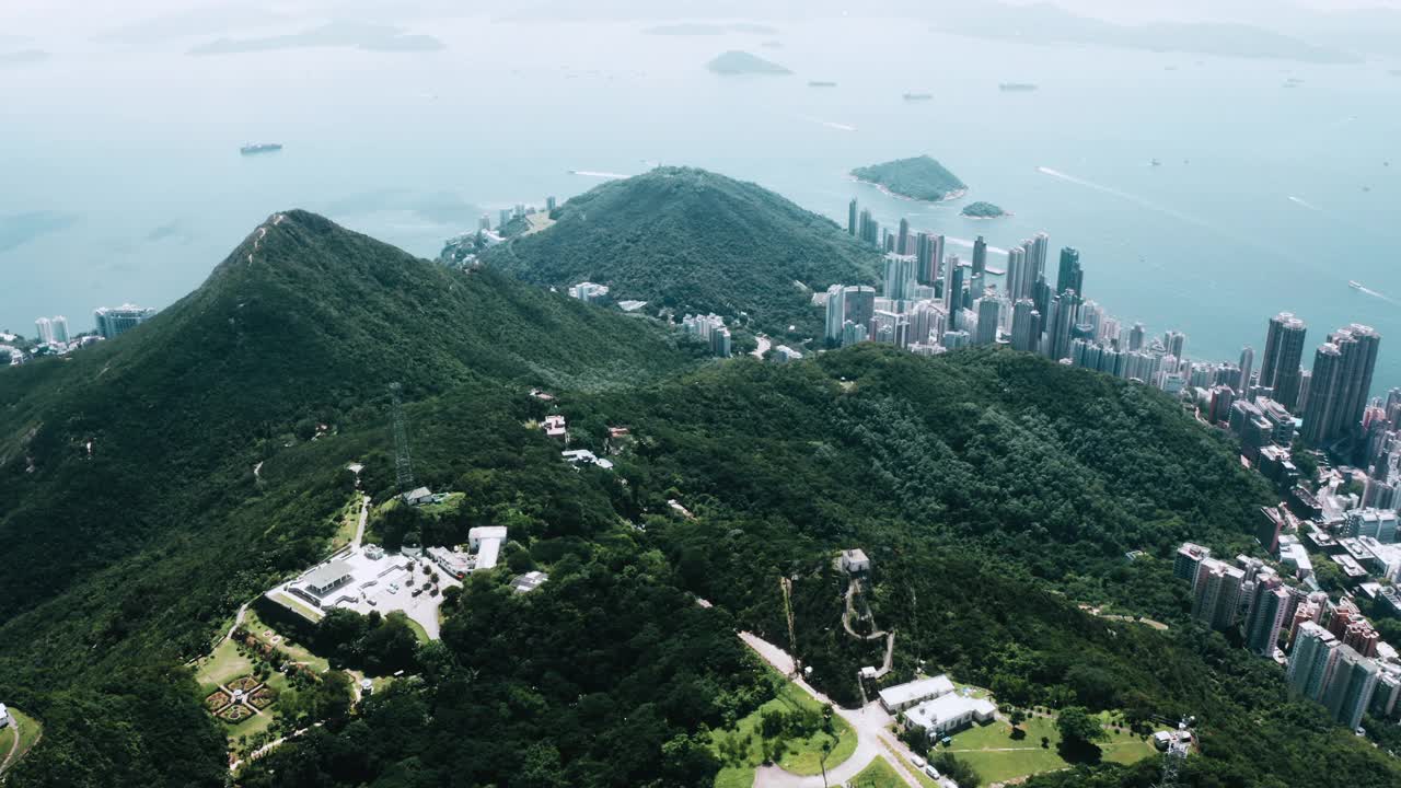无人机拍摄的香港太平山顶视频下载