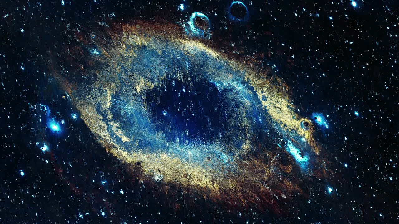 Pupil-shaped星系。光谱中星团的抽象图。3 d。循环。视频素材