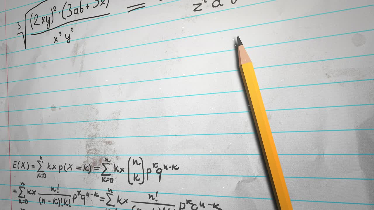 有数学公式的纸和铅笔视频素材