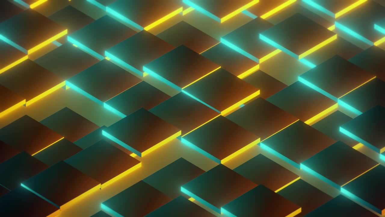 振荡发光霓虹灯方形形状的抽象循环动画。视频下载