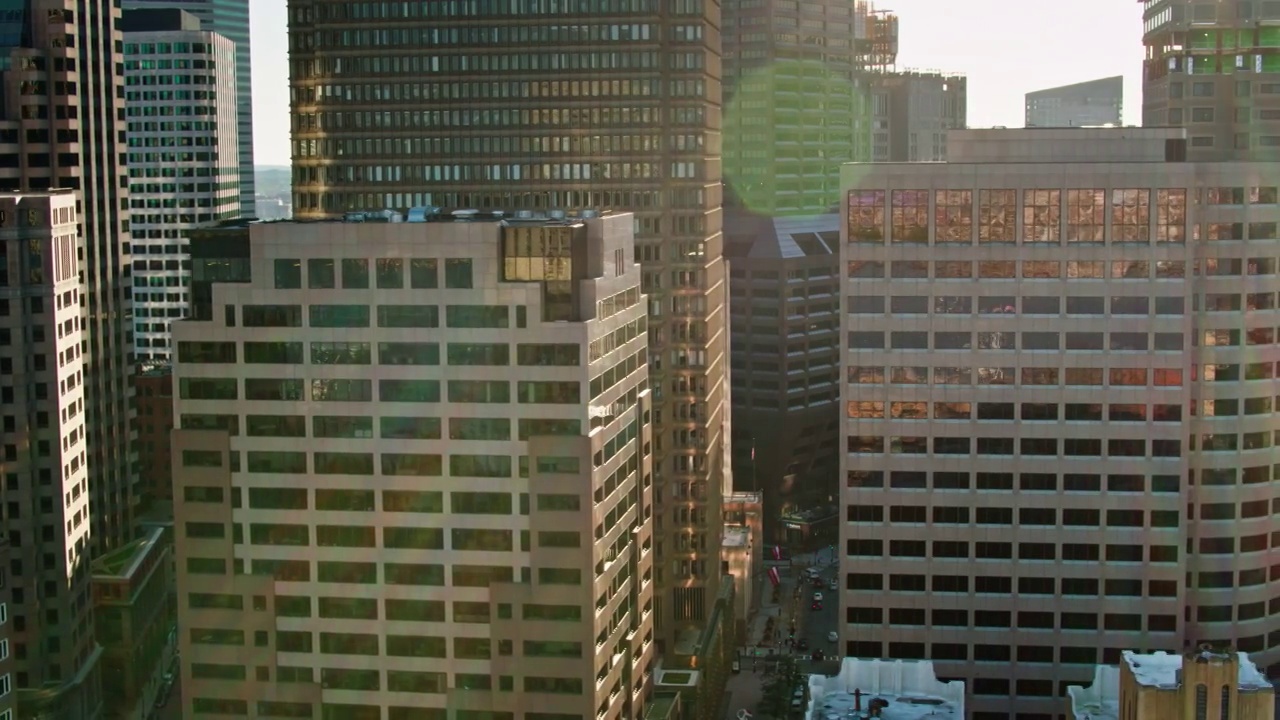 波士顿市中心金融区鸟瞰图视频素材