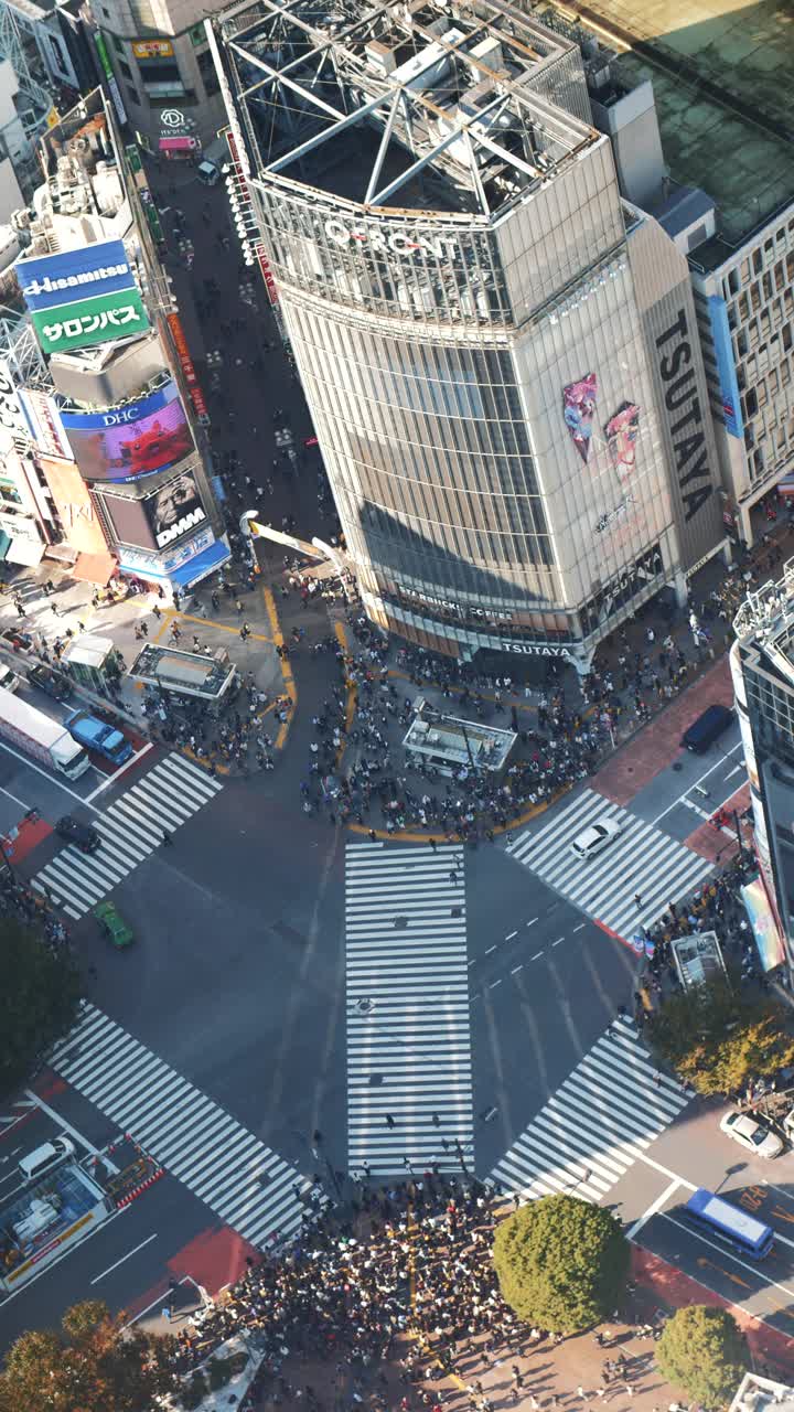 拥挤的人群在涩谷十字路口行走视频素材
