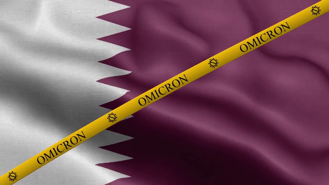 欧米克隆变种和禁止带卡塔尔国旗-卡塔尔国旗视频素材