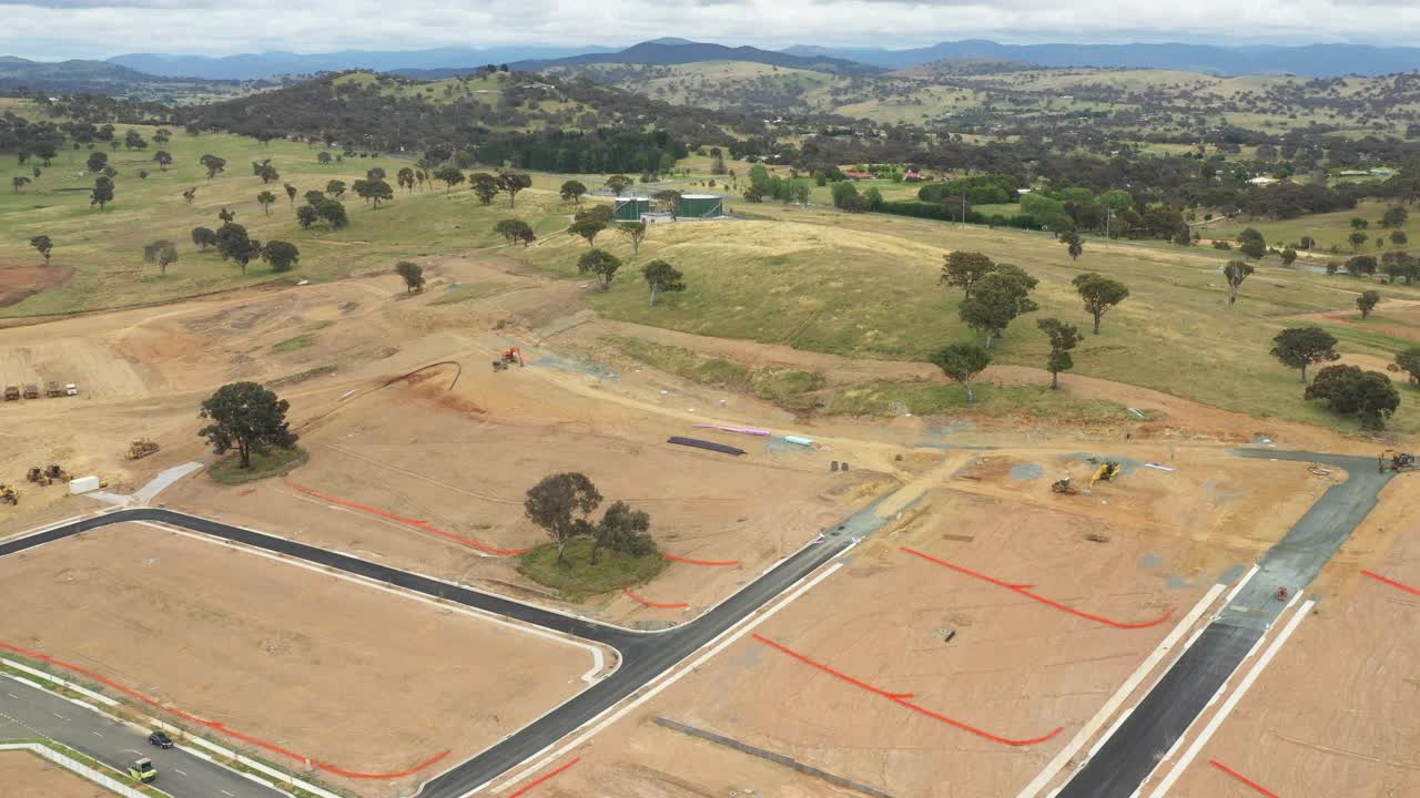 道路建设在新住宅开发，澳大利亚农村视频下载