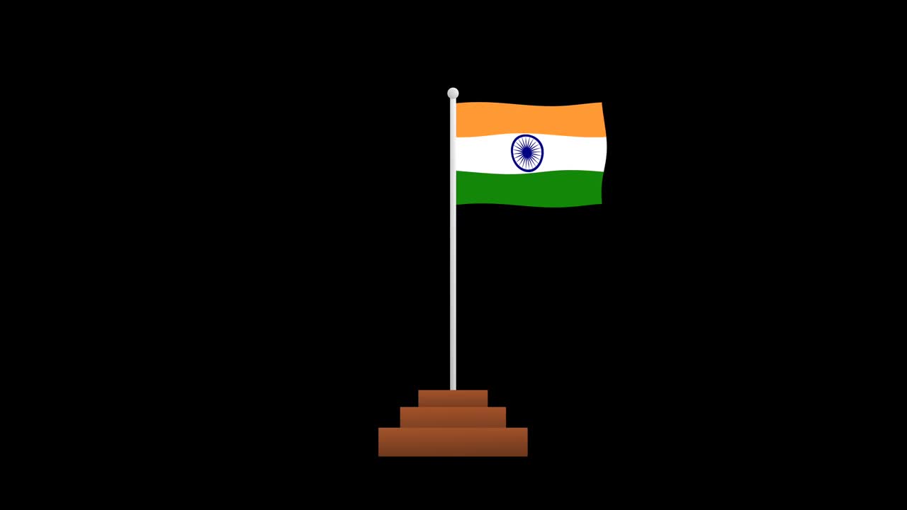 无缝挥舞的印度国旗孤立在黑色屏幕上。为印度政府假期和视频编辑的概念。视频素材