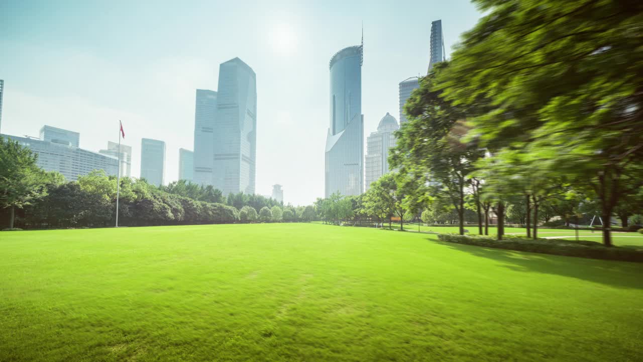 hyper lapse，中国上海陆家嘴金融中心公园视频素材