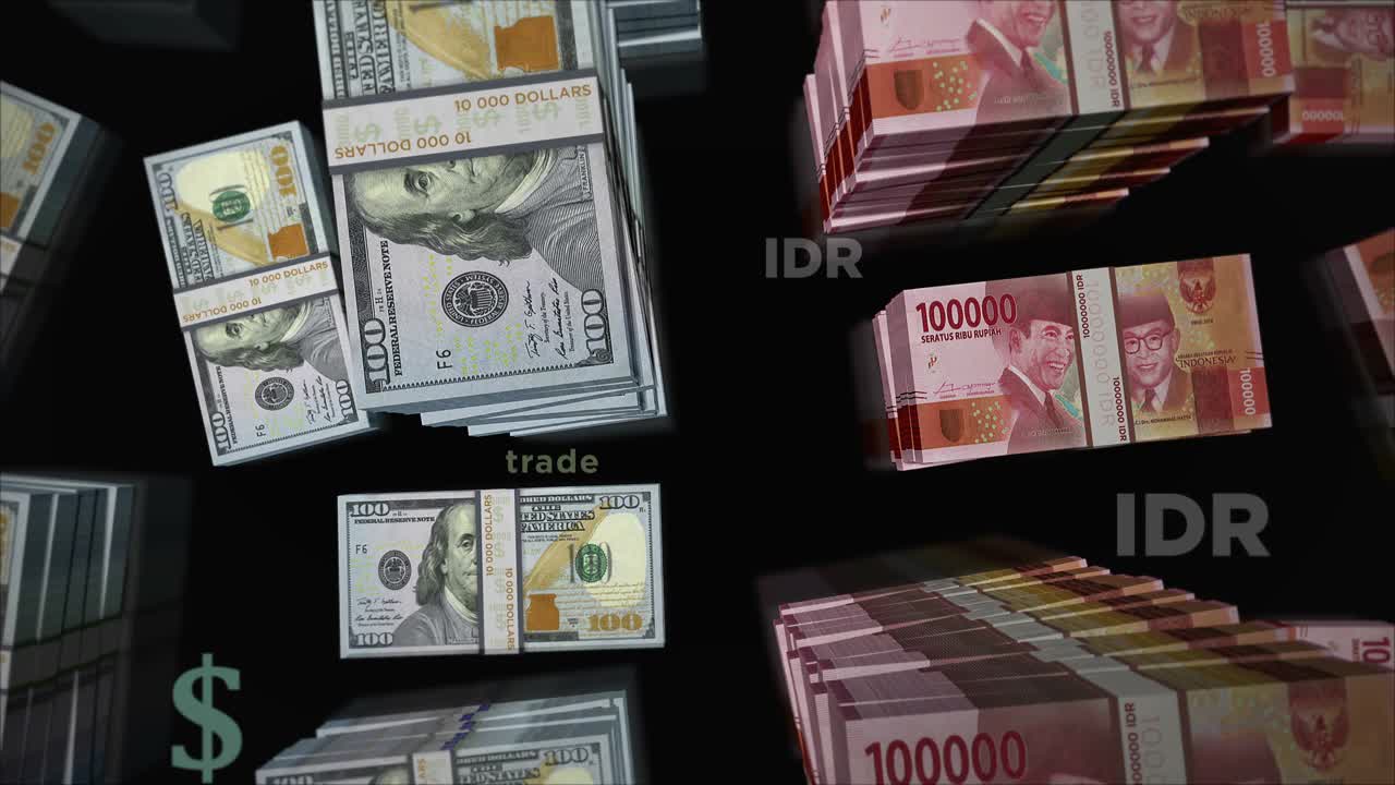美元和印尼盾货币交换循环动画视频素材