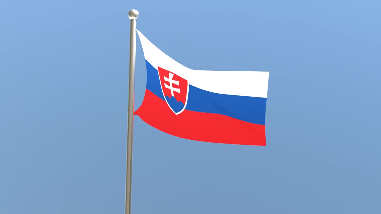 旗杆上插着斯洛伐克国旗。视频素材